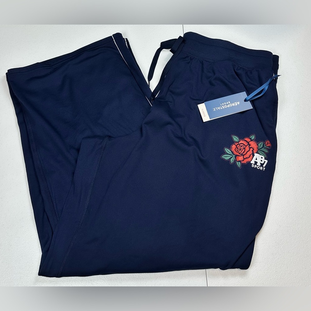 1X Women's Aeropostale Sport Fleece Lounge Sweatpants Navy Wide‎ Leg NWT Graphic